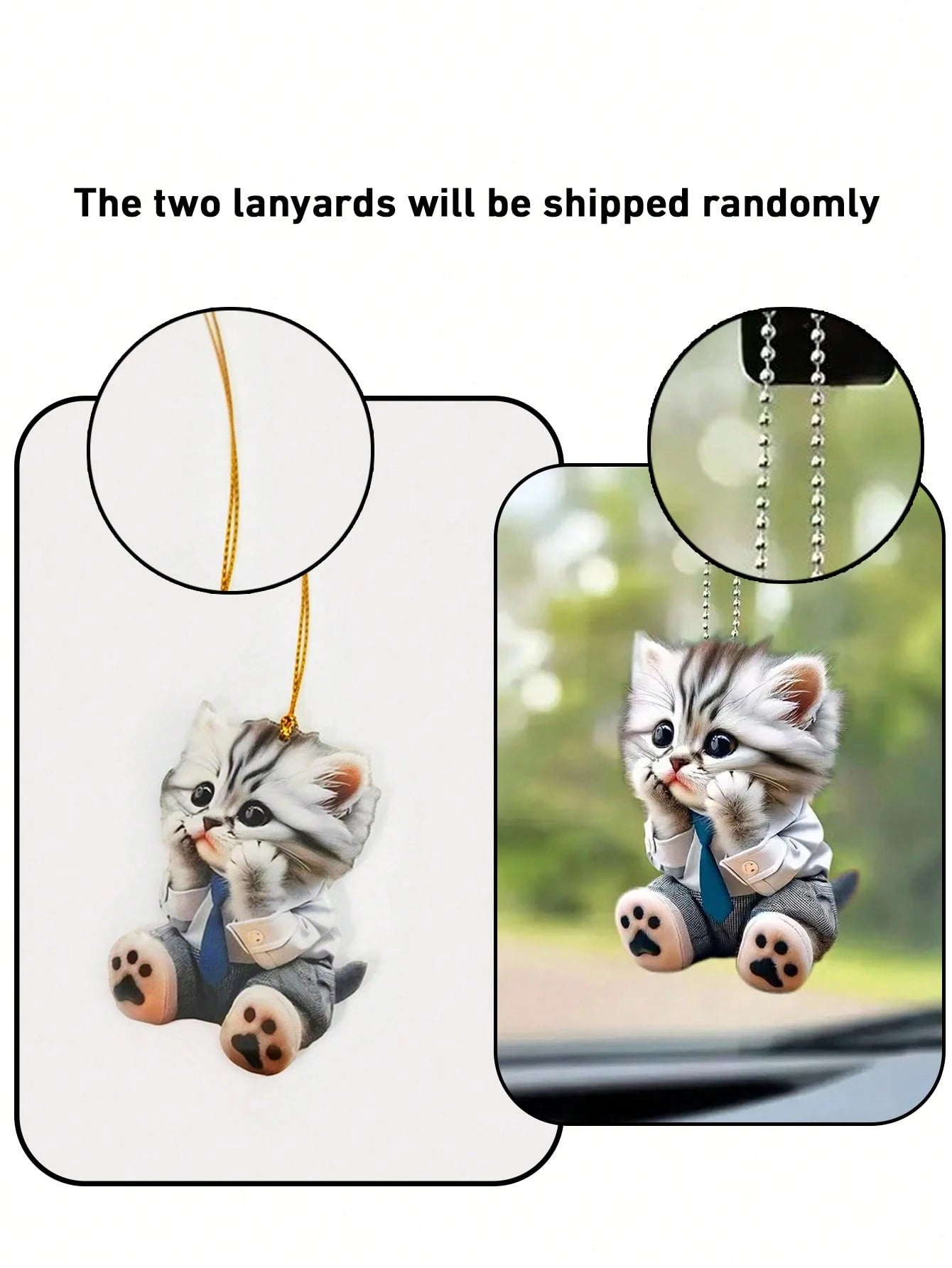 1pc Cute Cat 2D Pendant Made Of Acrylic, Suitable For Car Interior Decoration, Backpack Keychain Ornament, Home Decoration