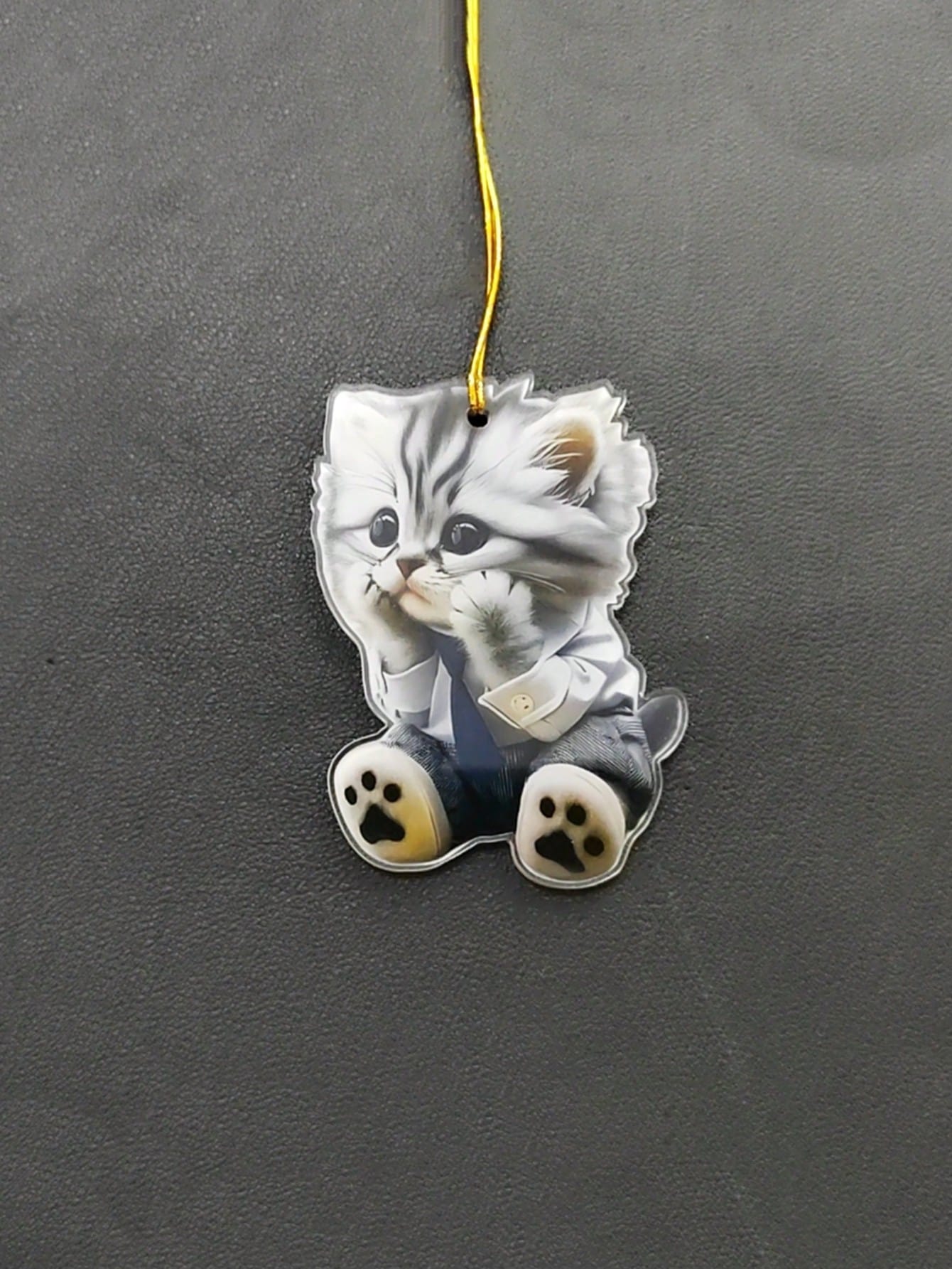 1pc Cute Cat 2D Pendant Made Of Acrylic, Suitable For Car Interior Decoration, Backpack Keychain Ornament, Home Decoration
