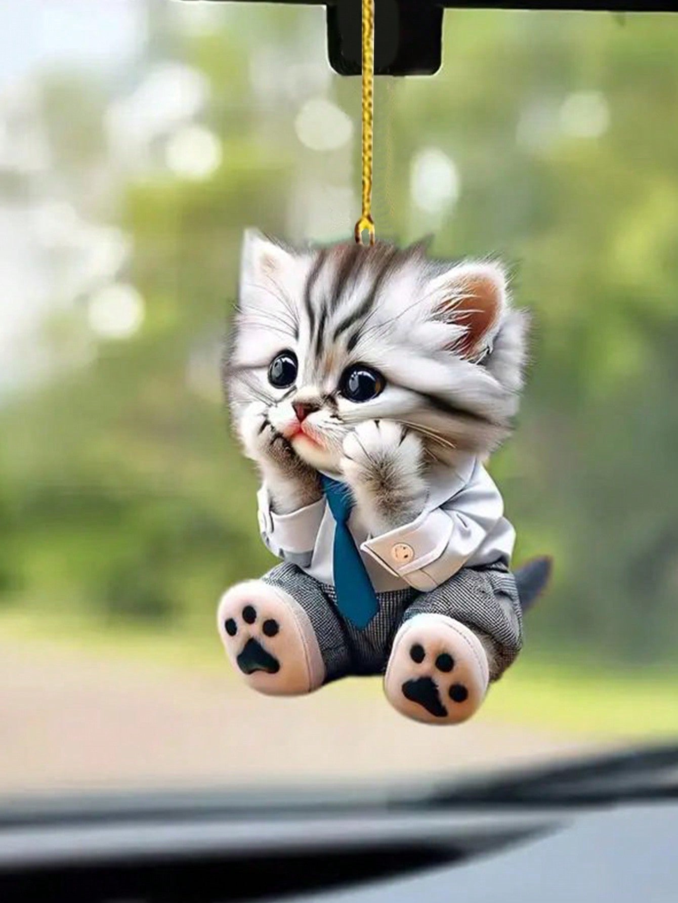 1pc Cute Cat 2D Pendant Made Of Acrylic, Suitable For Car Interior Decoration, Backpack Keychain Ornament, Home Decoration