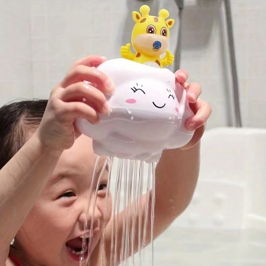 1pc Cute Cloud Giraffe Bath Toy, Shower Toy, Infant And Toddler Daily Bathing Water Play Toy, ABS Plastic, Suitable For Babies And Toddlers, Assist Baby Cleaning, Educational Enlightenment Toy, Childr
