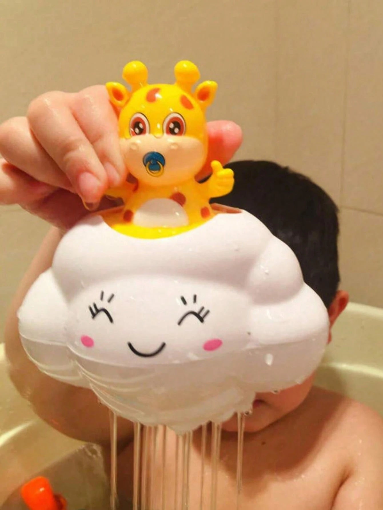 1pc Cute Cloud Giraffe Bath Toy, Shower Toy, Infant And Toddler Daily Bathing Water Play Toy, ABS Plastic, Suitable For Babies And Toddlers, Assist Baby Cleaning, Educational Enlightenment Toy, Childr