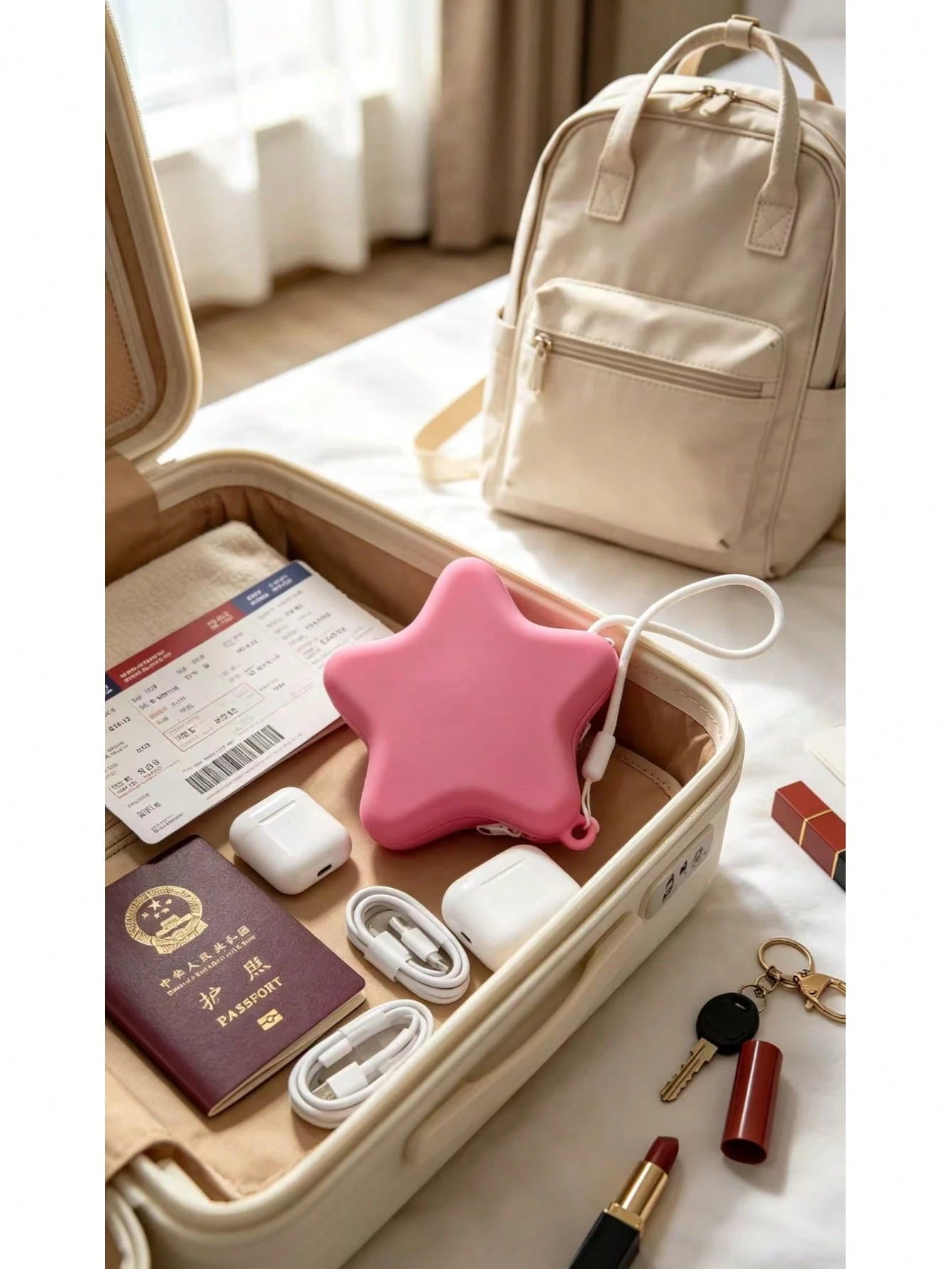 1pc, Cute Five-Pointed Star Silicone Storage Bag With Lanyard, Bluetooth Headset Data Cable, USB Flash Drive, Jewelry Change, Portable Accessories Storage Bag, One-Click Storage Of Headphones And Jewe