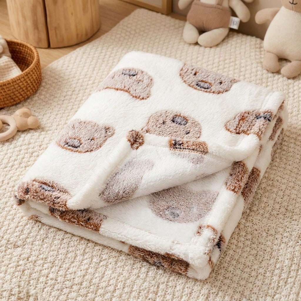 1pc Cute & Fresh Baby Blanket, Flannel Throw Blanket Lightweight For Spring Summer Autumn, Soft & Skin-Friendly For Infant Indoor, Camping, Air-Conditioned Room, Sofa, Suitable For Both Men And Women