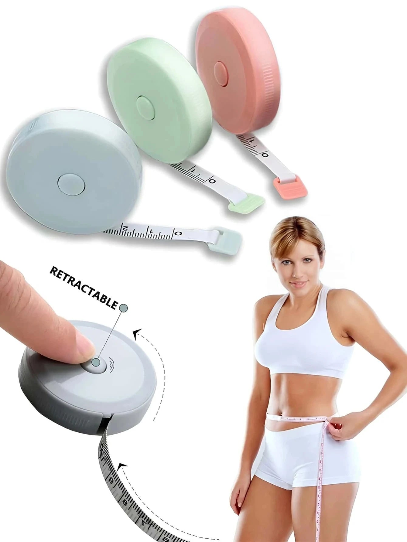 1pc Cute Mini Retractable Automatic Tape Measure, Soft Measuring Tape, Flexible Body Sewing Ruler Suitable For Tailoring Crafts. Tape Length 1.5m/60in, Compact And Portable, Double-Sided Scale, Multi