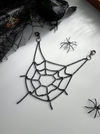 1pc Dark Punk Style Chain Spider Web Hollow Waist Chain, Halloween Fashion Outfit Pants Chain, Women's Accessory