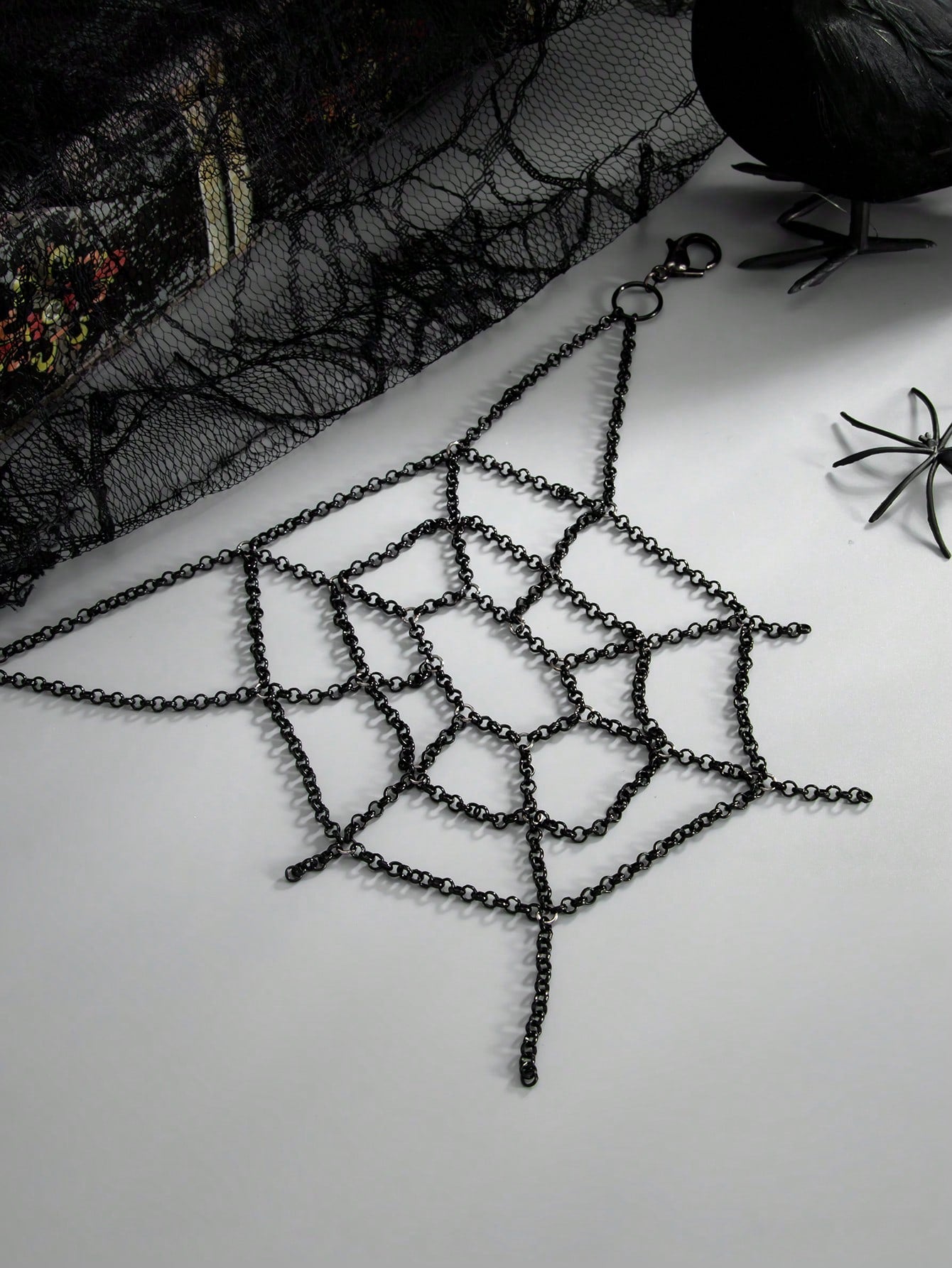 1pc Dark Punk Style Chain Spider Web Hollow Waist Chain, Halloween Fashion Outfit Pants Chain, Women's Accessory