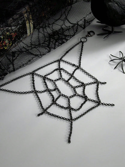 1pc Dark Punk Style Chain Spider Web Hollow Waist Chain, Halloween Fashion Outfit Pants Chain, Women's Accessory