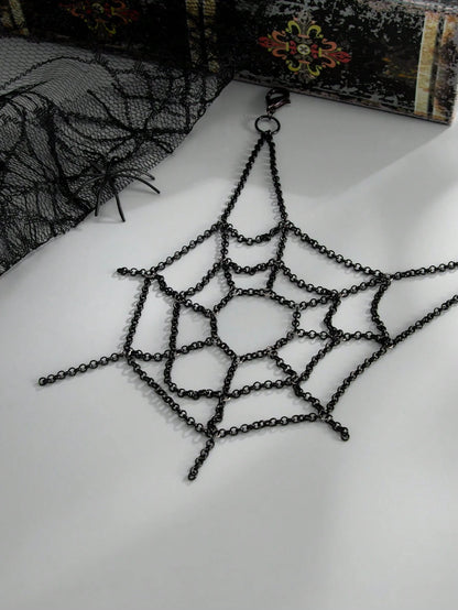 1pc Dark Punk Style Chain Spider Web Hollow Waist Chain, Halloween Fashion Outfit Pants Chain, Women's Accessory