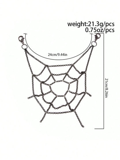 1pc Dark Punk Style Chain Spider Web Hollow Waist Chain, Halloween Fashion Outfit Pants Chain, Women's Accessory