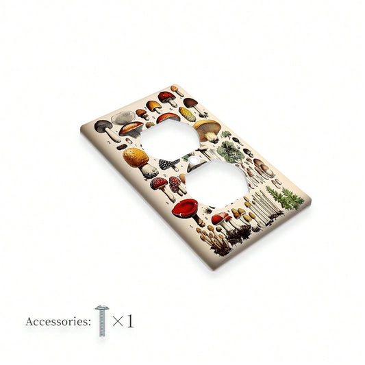 1pc Decorative Mushroom Light Switch Cover, 1-Gang/2-Gang Wall Plate, Electrical Faceplate Farmhouse Country Decor