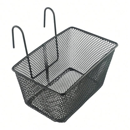 1pc E-Bike Metal Mesh Bike Basket Front Handlebar Shopping Storage 25x17x15CM E-Scooter Bicycle Front Handlebar Basket