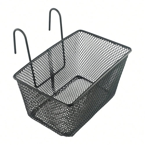 1pc E-Bike Metal Mesh Bike Basket Front Handlebar Shopping Storage 25x17x15CM E-Scooter Bicycle Front Handlebar Basket