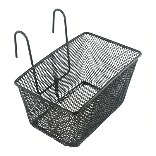 1pc E-Bike Metal Mesh Bike Basket Front Handlebar Shopping Storage 25x17x15CM E-Scooter Bicycle Front Handlebar Basket