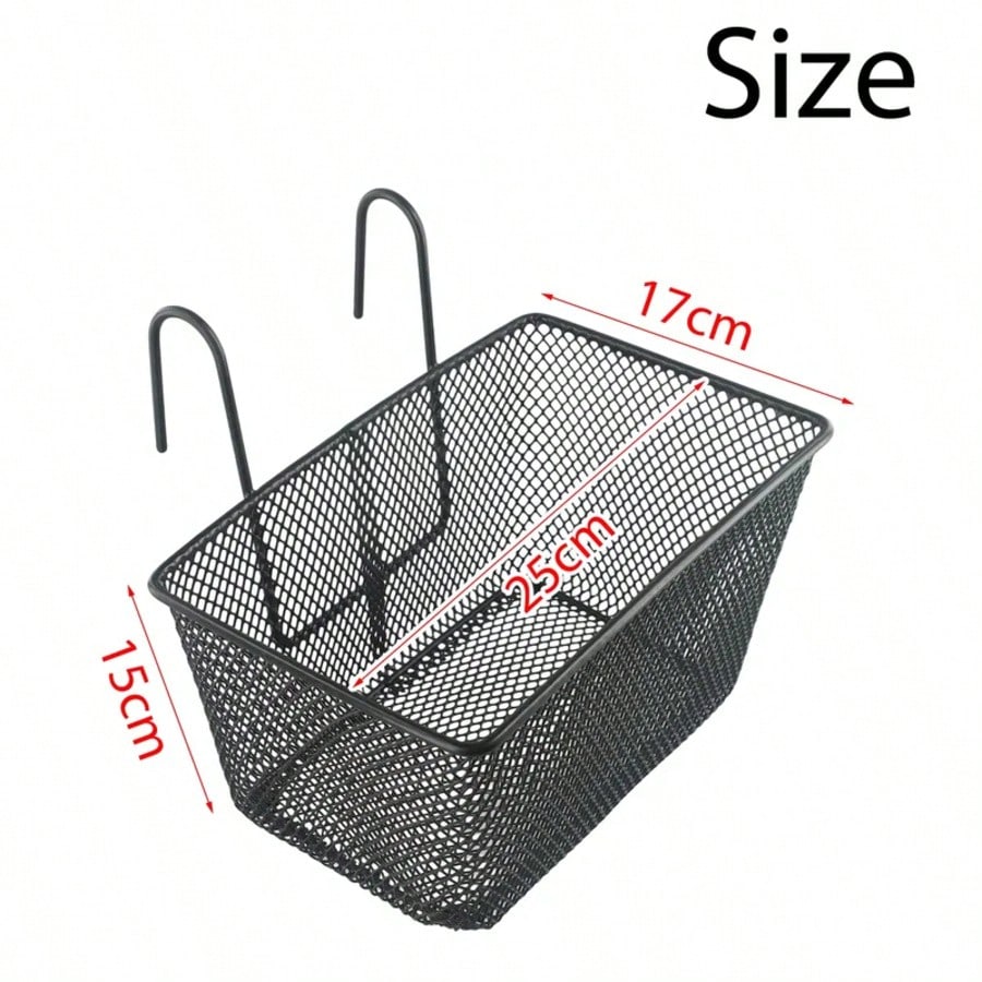 1pc E-Bike Metal Mesh Bike Basket Front Handlebar Shopping Storage 25x17x15CM E-Scooter Bicycle Front Handlebar Basket
