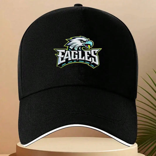 1pc Eagle Team Emblem Baseball Cap- Adjustable Snapback Hat With Bold Eagle Head Design, Lightweight Non-Stretch Fabric For Running, Fitness, Outdoor Sports & Travel- Black With Yellow & Green Accen