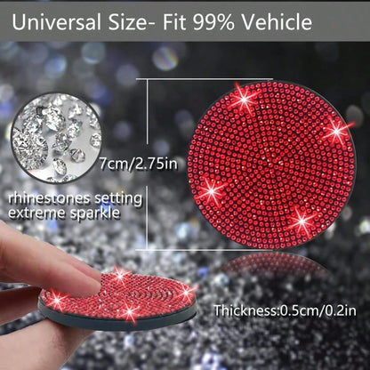 1pc Elegant Rhinestone Car Anti-Slip Cup Holder Mat, Silicone Base Waterproof Anti-Leakage, Protects Against Coffee, Milk Tea, Water Spills, Cushions Vehicle Vibration Noise