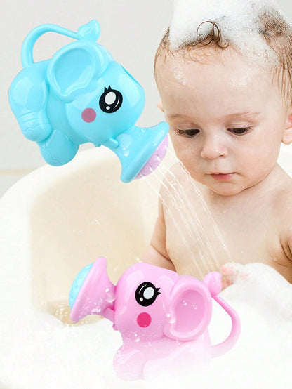 1pc Elephant Shaped Watering Can Bath Toy, Cartoon Plastic Water Pot Shower Tool, Baby Bathroom Toy, Children Summer Bath Sprinkler, Elephant Shaped Shower Sprinkler Toy, Birthday Gift, Christmas Stoc