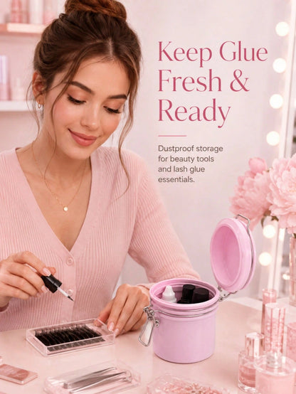 1pc Eyelash Glue Storage Container, Dust-Proof Sealed Container, Eyelash Extension Glue Fresh-Keeping, Compact & Portable, Sealed Lid Design, Secure Grip Storage, Makeup Tool, Beauty Salon Accessory