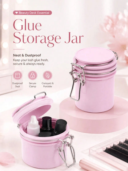 1pc Eyelash Glue Storage Container, Dust-Proof Sealed Container, Eyelash Extension Glue Fresh-Keeping, Compact & Portable, Sealed Lid Design, Secure Grip Storage, Makeup Tool, Beauty Salon Accessory