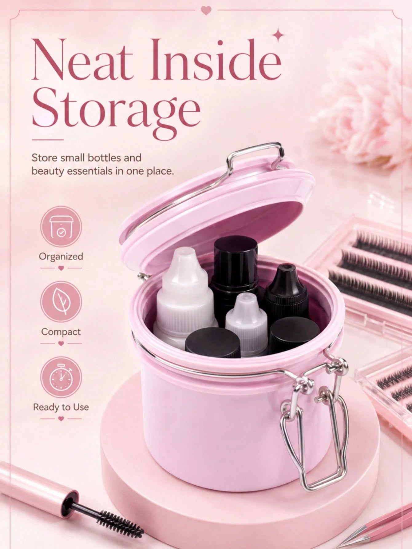 1pc Eyelash Glue Storage Container, Dust-Proof Sealed Container, Eyelash Extension Glue Fresh-Keeping, Compact & Portable, Sealed Lid Design, Secure Grip Storage, Makeup Tool, Beauty Salon Accessory