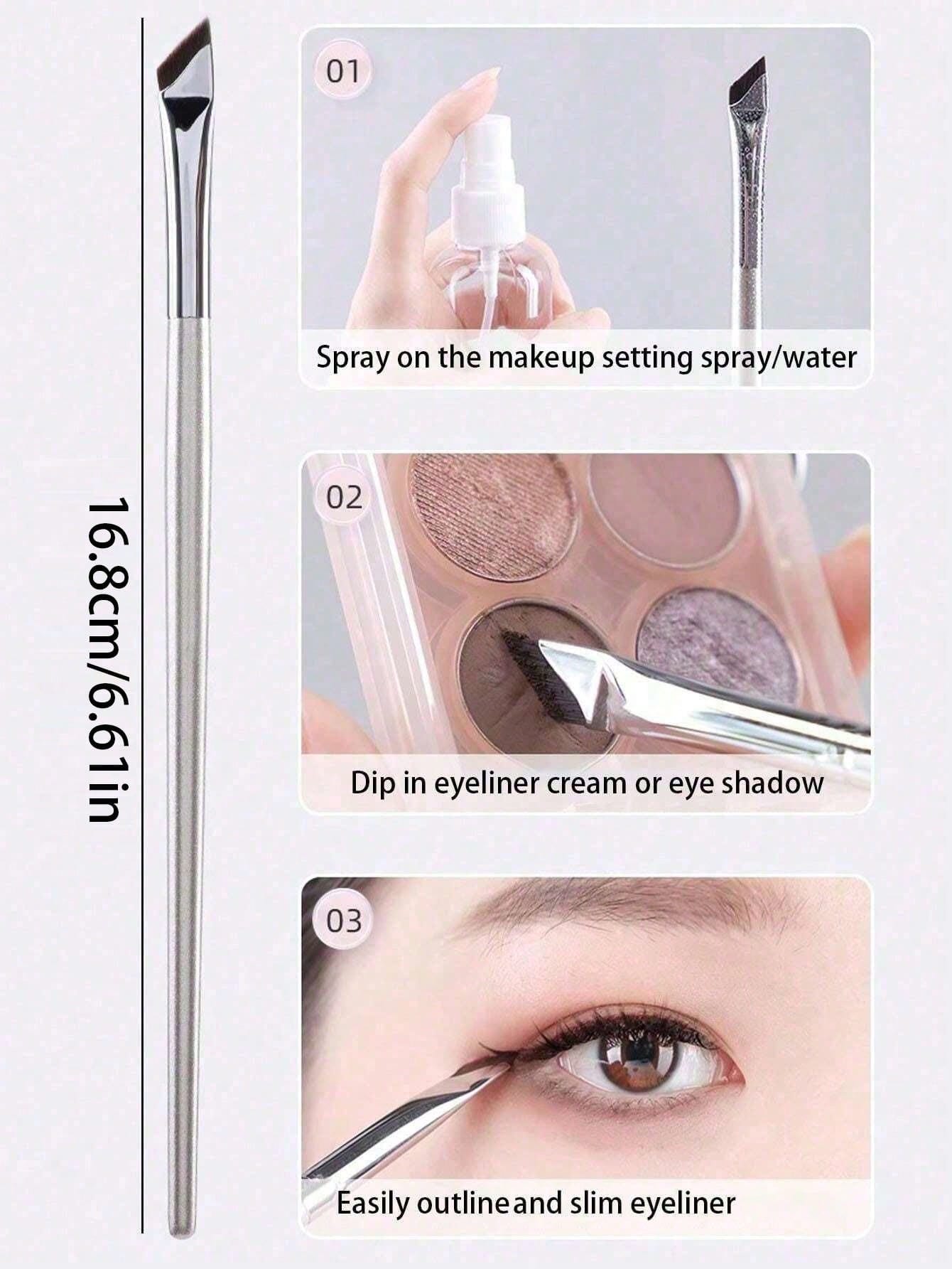 1pc Eyeliner Brush With Ultra-Fine Angled Tip, Flat Angled Brow Brush, Precision Detail Brush, Suitable For Eye And Under-Eye Makeup,Eyebrow Brush,Eyeshadow Brush,Spoolie,Spoolie Brush,Giveaways