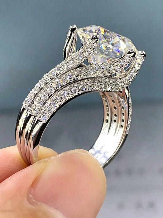 1pc Fashionable & Classic Six Claw Luxury Ring, Popular European And American Bridal Cubic Zirconia Women's Ring Royal