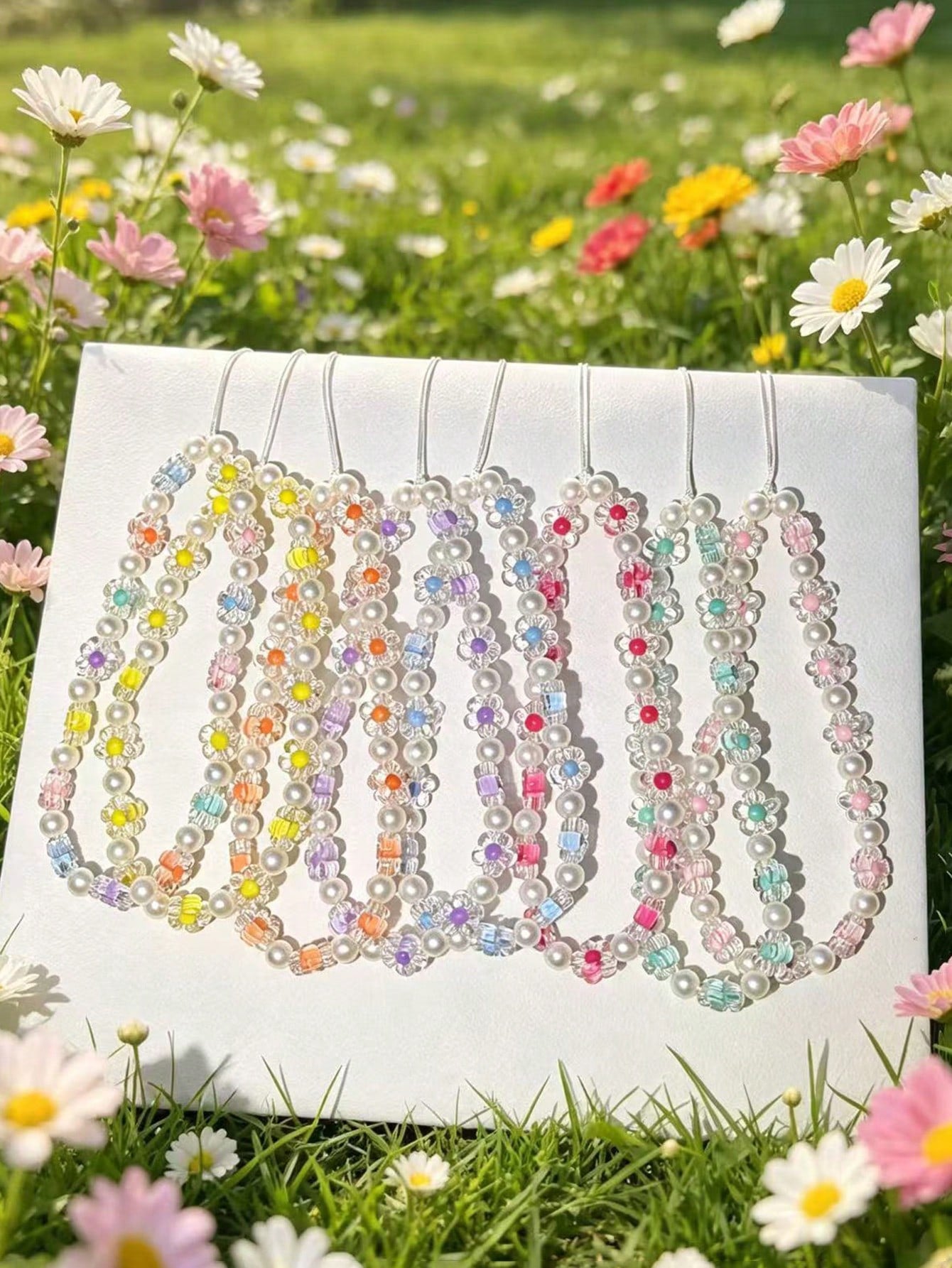 1pc Fashionable Flower & Faux Pearl Beaded Lanyard, Elegant Phone Strap & Bag Charm