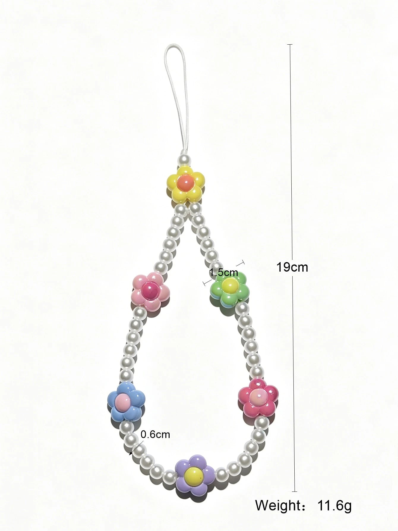 1pc Fashionable Flower & Faux Pearl Beaded Lanyard, Elegant Phone Strap & Bag Charm
