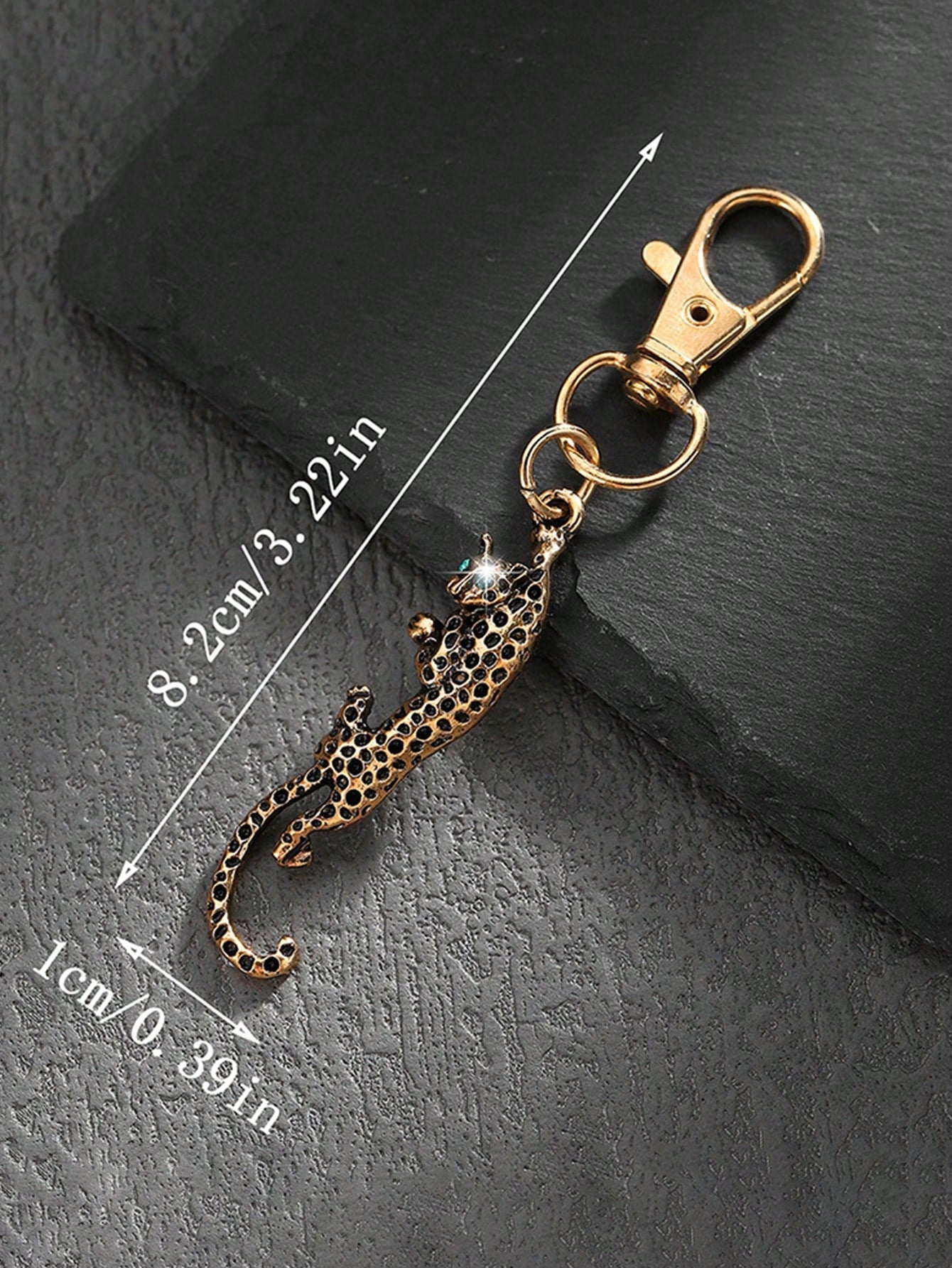 1pc Fashionable Silver/Gold Alloy Rhinestone Leopard Keychain, Car Bag Pendant Charm, Metal Creative Accessory