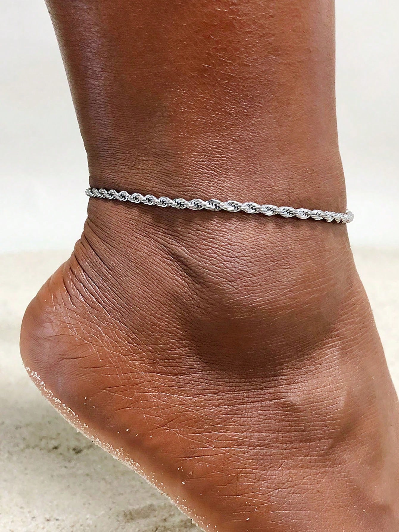 1pc Fashionable Stainless Steel Twist Design Anklet For Women For Daily Decoration