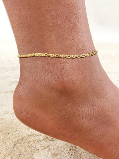1pc Fashionable Stainless Steel Twist Design Anklet For Women For Daily Decoration