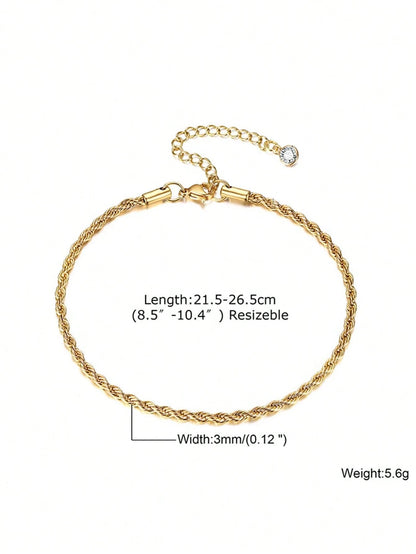 1pc Fashionable Stainless Steel Twist Design Anklet For Women For Daily Decoration