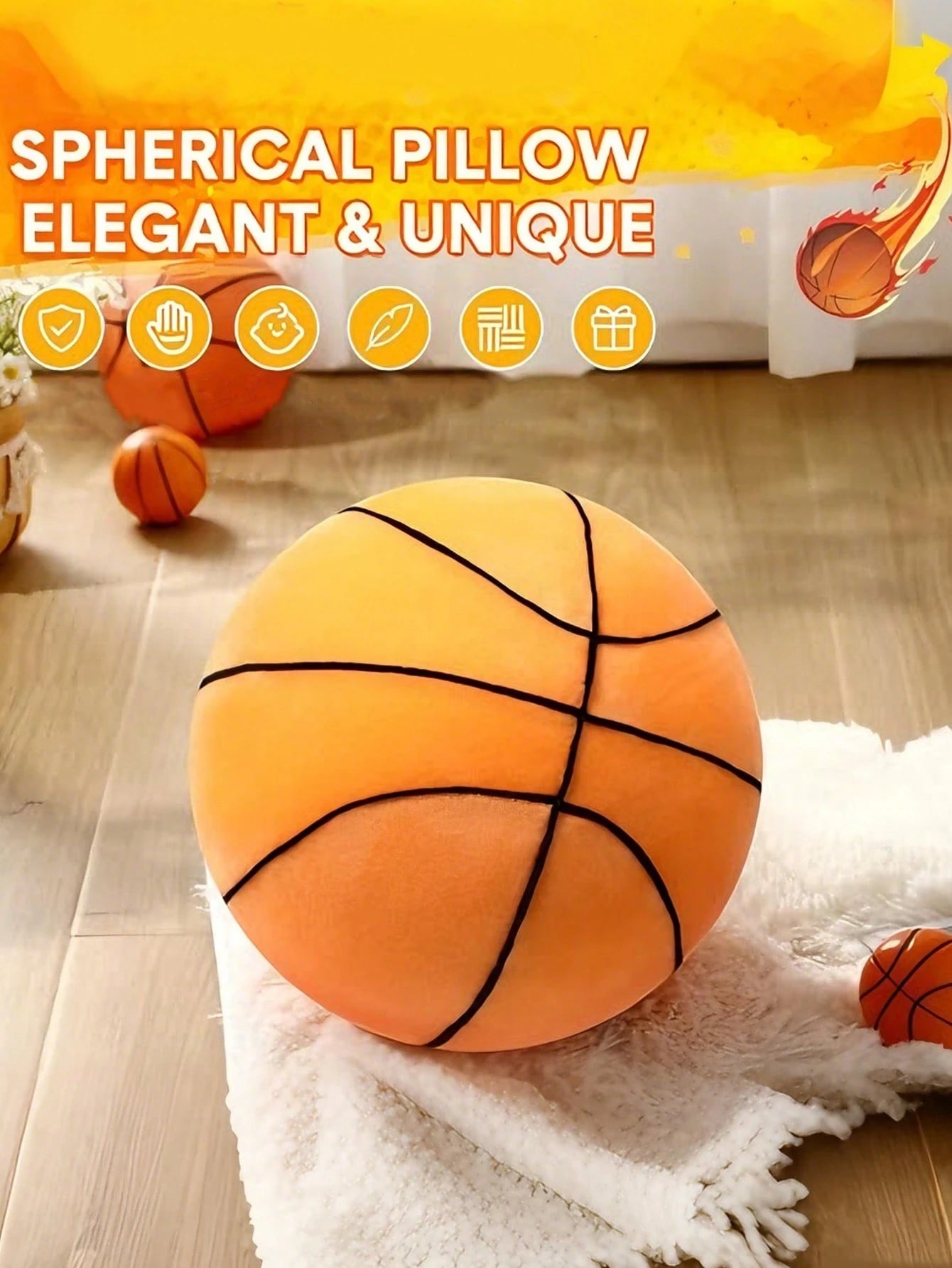 1pc Football Throw Pillow, Sofa Cushion, Football Basketball Round Soft Pillow, Bedroom Decor, Room Decor, Party Gift, Outdoor Garden Cushions, Summervibes, Thanksgiving Halloween Gifts