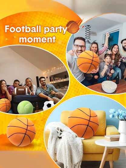 1pc Football Throw Pillow, Sofa Cushion, Football Basketball Round Soft Pillow, Bedroom Decor, Room Decor, Party Gift, Outdoor Garden Cushions, Summervibes, Thanksgiving Halloween Gifts
