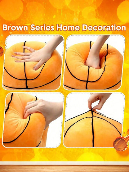 1pc Football Throw Pillow, Sofa Cushion, Football Basketball Round Soft Pillow, Bedroom Decor, Room Decor, Party Gift, Outdoor Garden Cushions, Summervibes, Thanksgiving Halloween Gifts