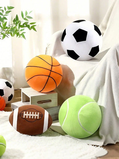 1pc Football Throw Pillow, Sofa Cushion, Football Basketball Round Soft Pillow, Bedroom Decor, Room Decor, Party Gift, Outdoor Garden Cushions, Summervibes, Thanksgiving Halloween Gifts