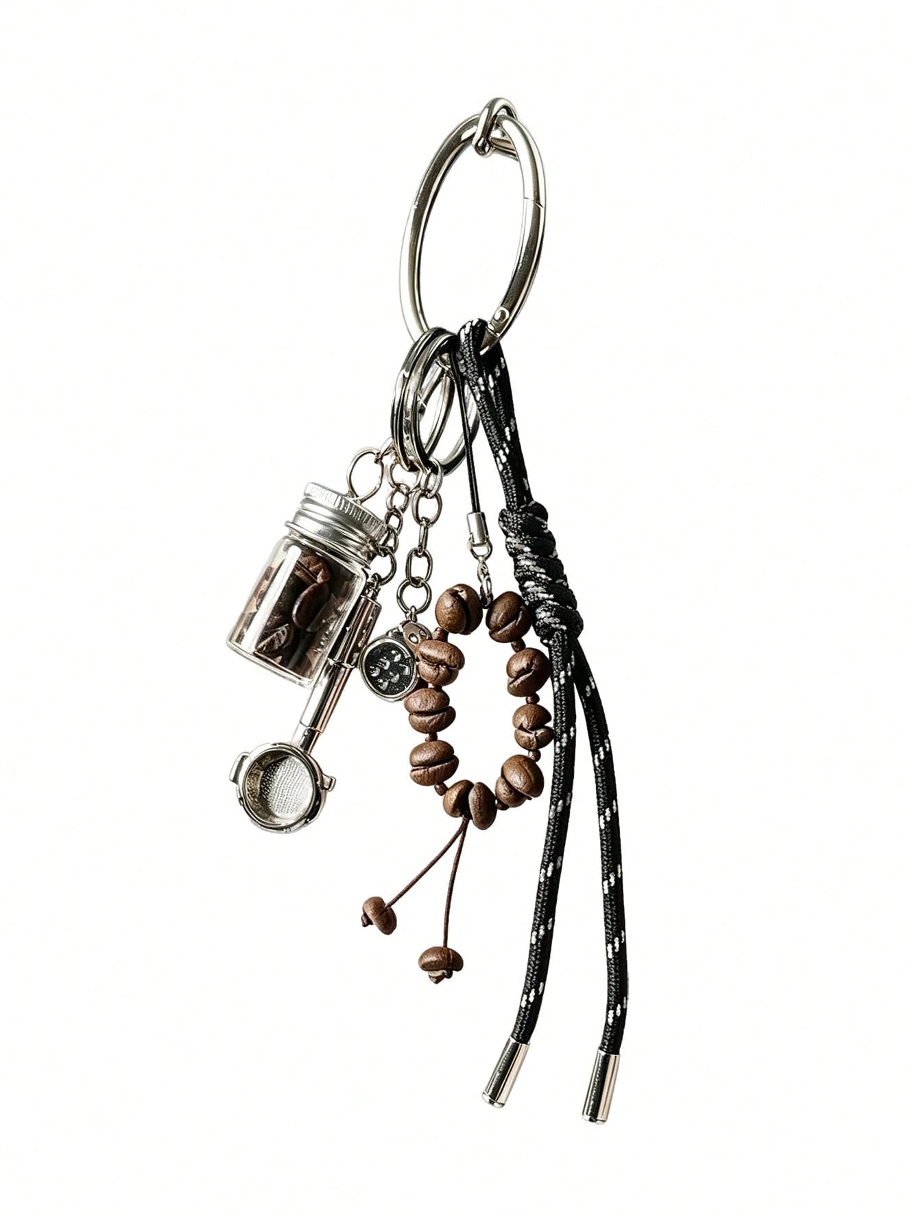 1pc Funny Coffee Bean Bag Charm Metal Heavy Duty Personalized Keychain Pendant