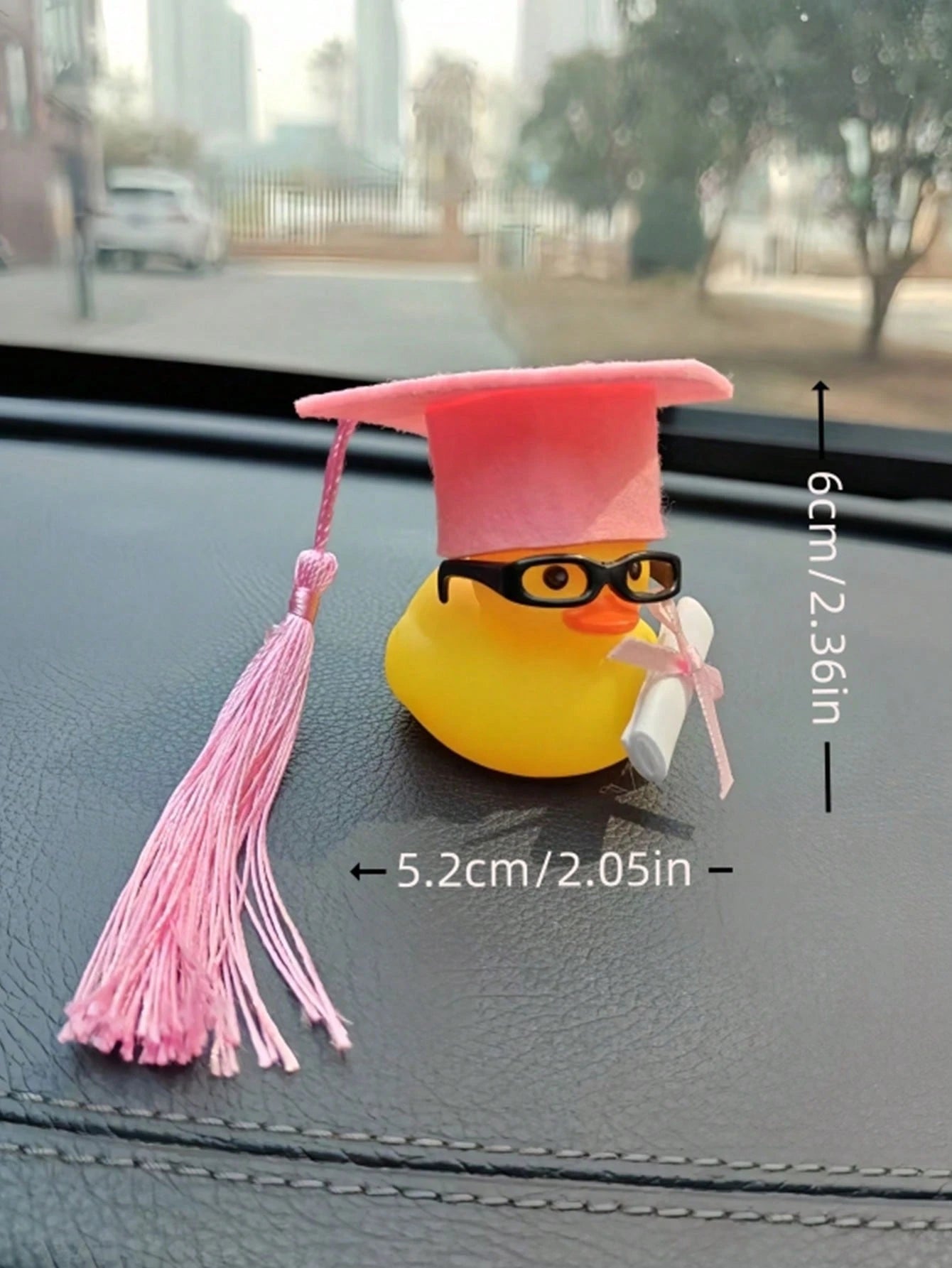 1pc Funny Rubber Duck Auto Decor, Interesting Car Interior Accessory, Suitable As Graduation Gift