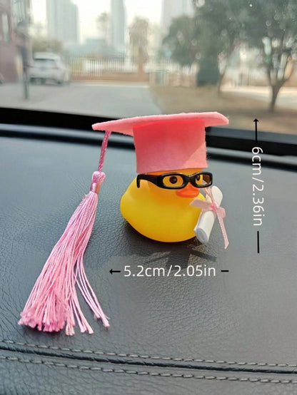 1pc Funny Rubber Duck Auto Decor, Interesting Car Interior Accessory, Suitable As Graduation Gift