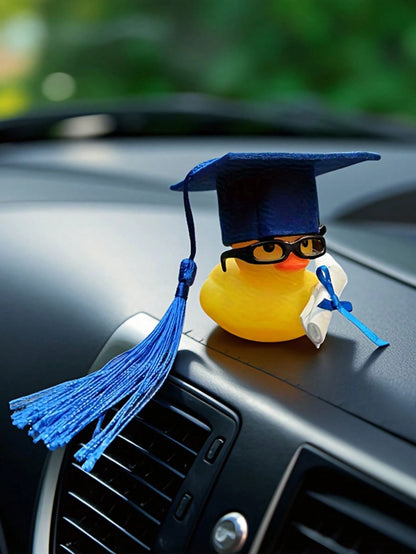 1pc Funny Rubber Duck Auto Decor, Interesting Car Interior Accessory, Suitable As Graduation Gift