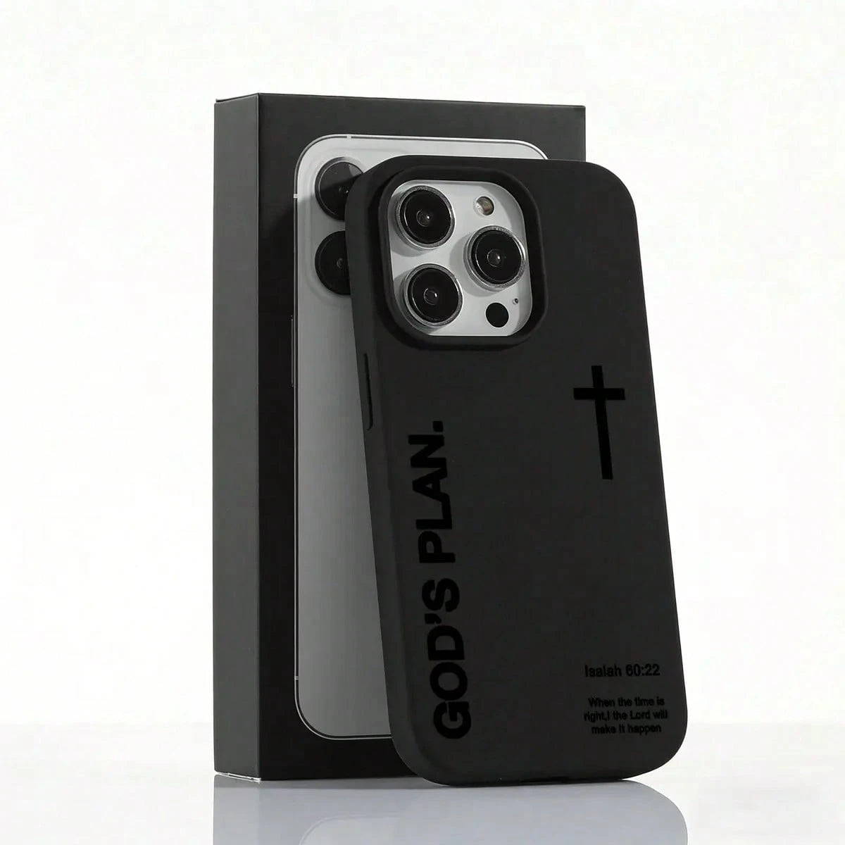 1PC "God's Plan" Isaiah 60:22 Bible Verse Cross Phone Case, Large Hole Liquid Silicone Skin-Friendly Protective Cover For IPhone 17 Pro Max 16 15 14 13 12 11 Plus Air Pro, Perfect Christian Gift & Dai