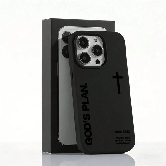 1PC "God's Plan" Isaiah 60:22 Bible Verse Cross Phone Case, Large Hole Liquid Silicone Skin-Friendly Protective Cover For IPhone 17 Pro Max 16 15 14 13 12 11 Plus Air Pro, Perfect Christian Gift & Dai