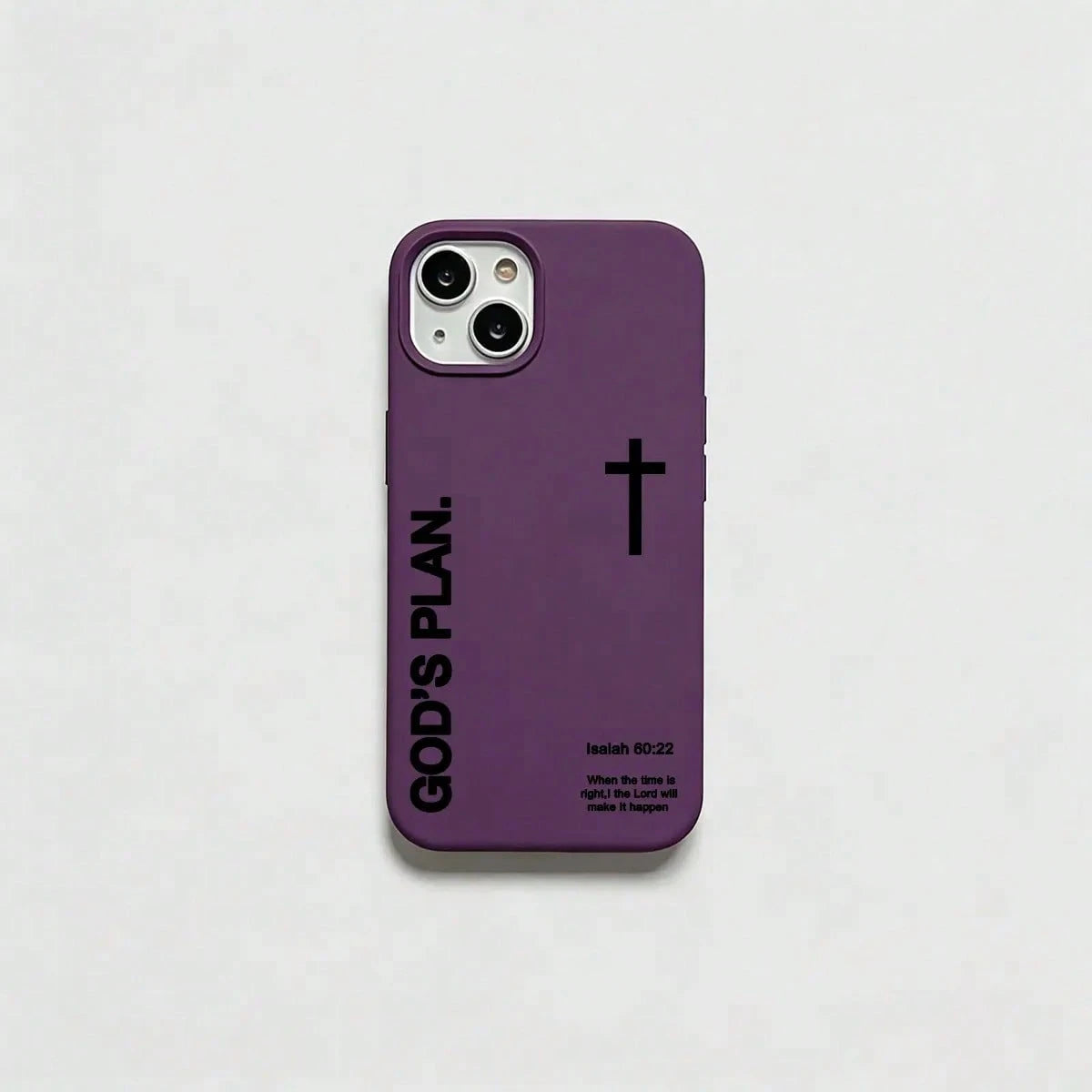 1PC "God's Plan" Isaiah 60:22 Bible Verse Cross Phone Case, Large Hole Liquid Silicone Skin-Friendly Protective Cover For IPhone 17 Pro Max 16 15 14 13 12 11 Plus Air Pro, Perfect Christian Gift & Dai
