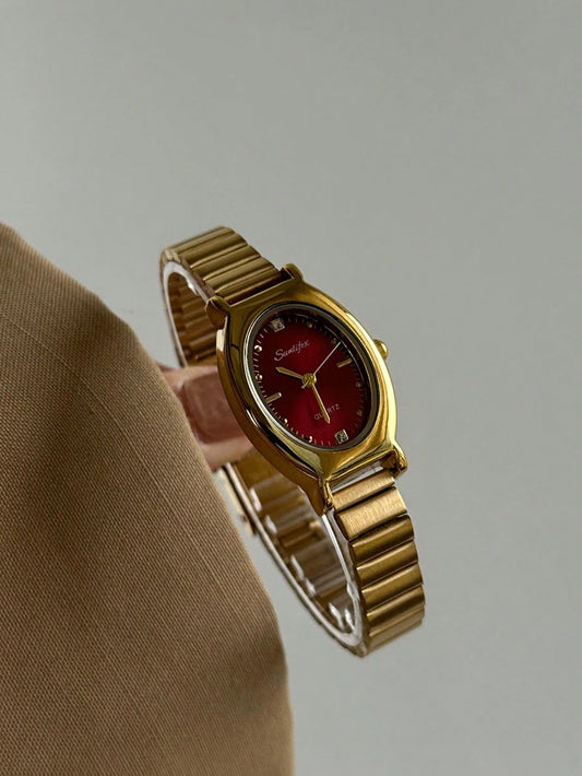 1pc Gold Bamboo Knot Strap, Fashion Women's Quartz Watch, Gold Color, Suitable For Daily Wear, Retro Style, Couple Watch, Best Gift Choice