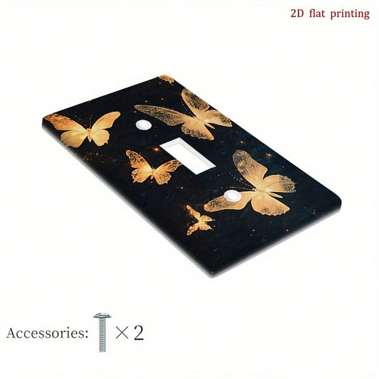 1pc Golden Glow-In--Dark Switch Plate Cover- Dark Brown/Black Light Switch Outlet Cover With Easy Installation, Glow-In--Dark Night Light Single/Doub