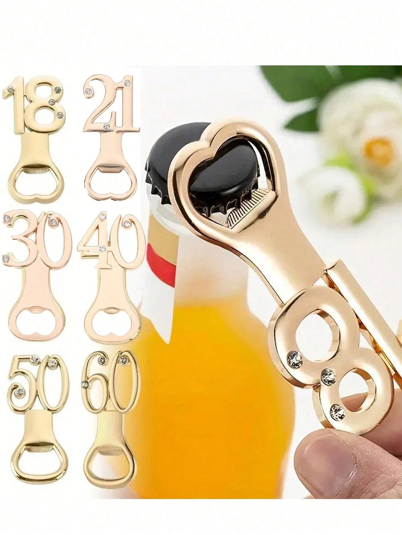 1pc Golden Number Bottle Opener, Birthday Gift Party Gathering Gift, Home Bar Tools, Elegant Golden Number Design For Wedding Anniversary & Birthday Party Favor