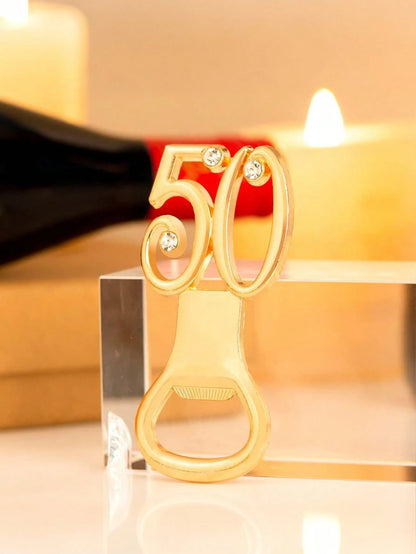 1pc Golden Number Bottle Opener, Birthday Gift Party Gathering Gift, Home Bar Tools, Elegant Golden Number Design For Wedding Anniversary & Birthday Party Favor