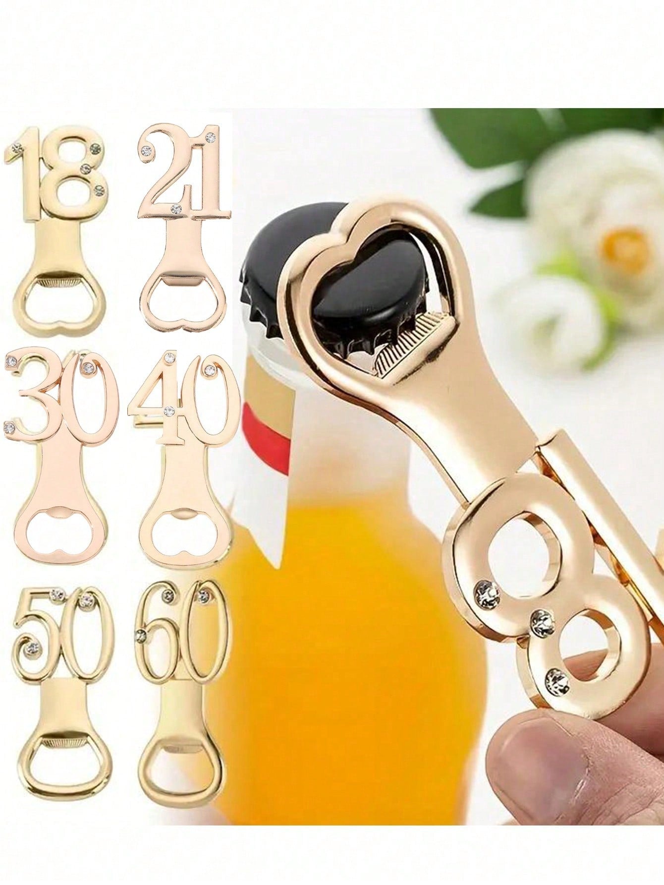 1pc Golden Number Bottle Opener, Birthday Gift Party Gathering Gift, Home Bar Tools, Elegant Golden Number Design For Wedding Anniversary & Birthday Party Favor
