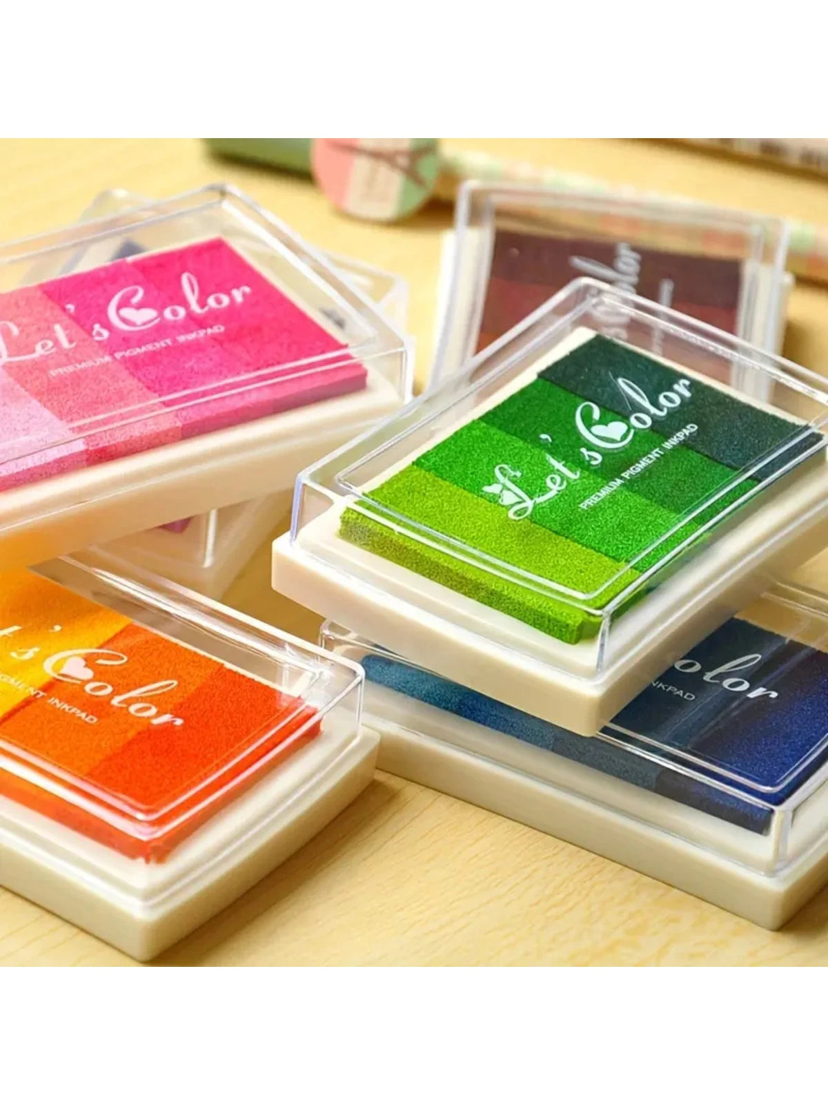 1pc Gradient Stamp Ink Pad, 4 Gradient Colors Craft Ink Pad, Rubber Stamp For Scrapbooking, Card Craft Decorative Paper, Scrapbooking, Wood Fabric, Best Gift