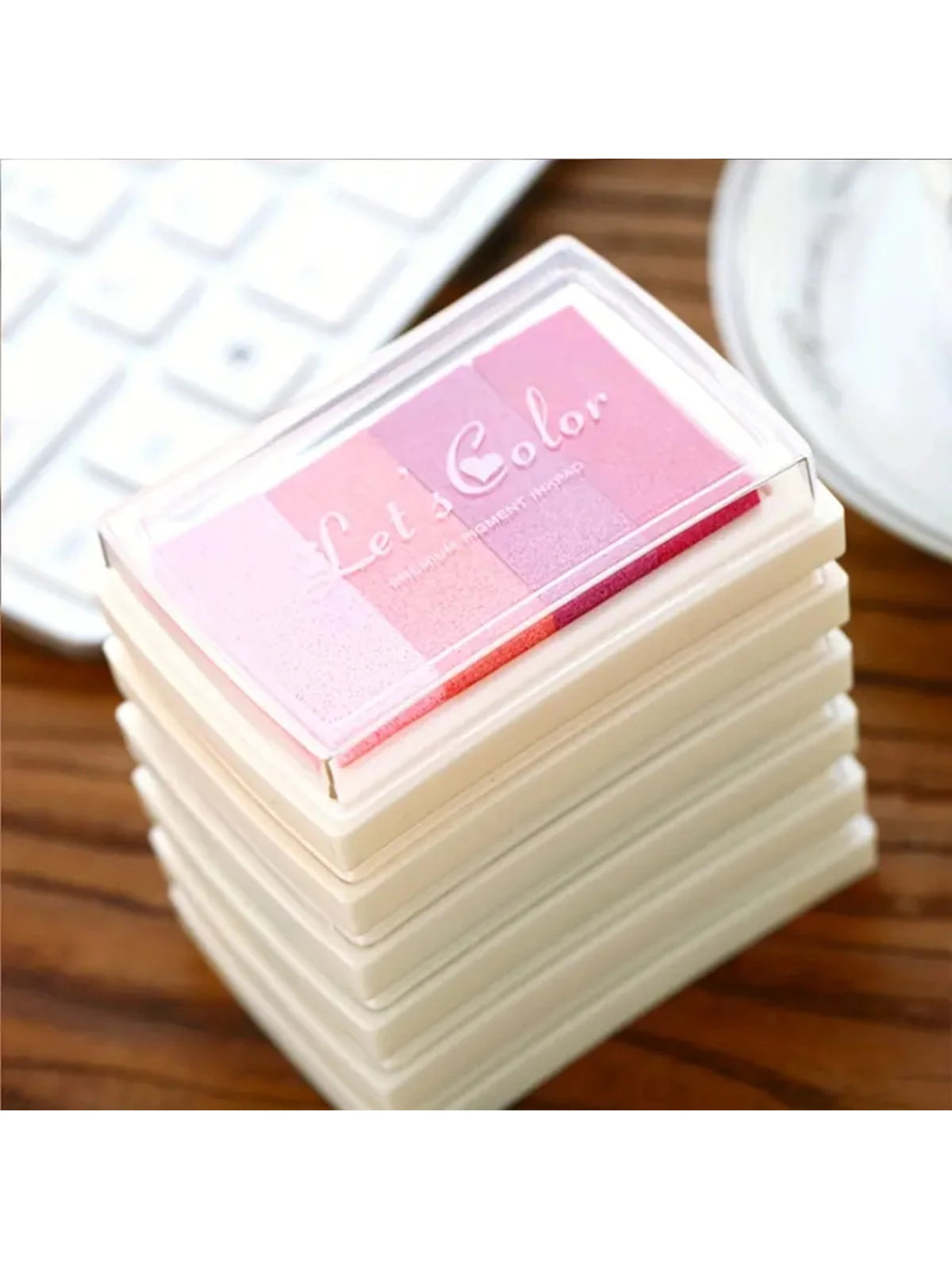 1pc Gradient Stamp Ink Pad, 4 Gradient Colors Craft Ink Pad, Rubber Stamp For Scrapbooking, Card Craft Decorative Paper, Scrapbooking, Wood Fabric, Best Gift